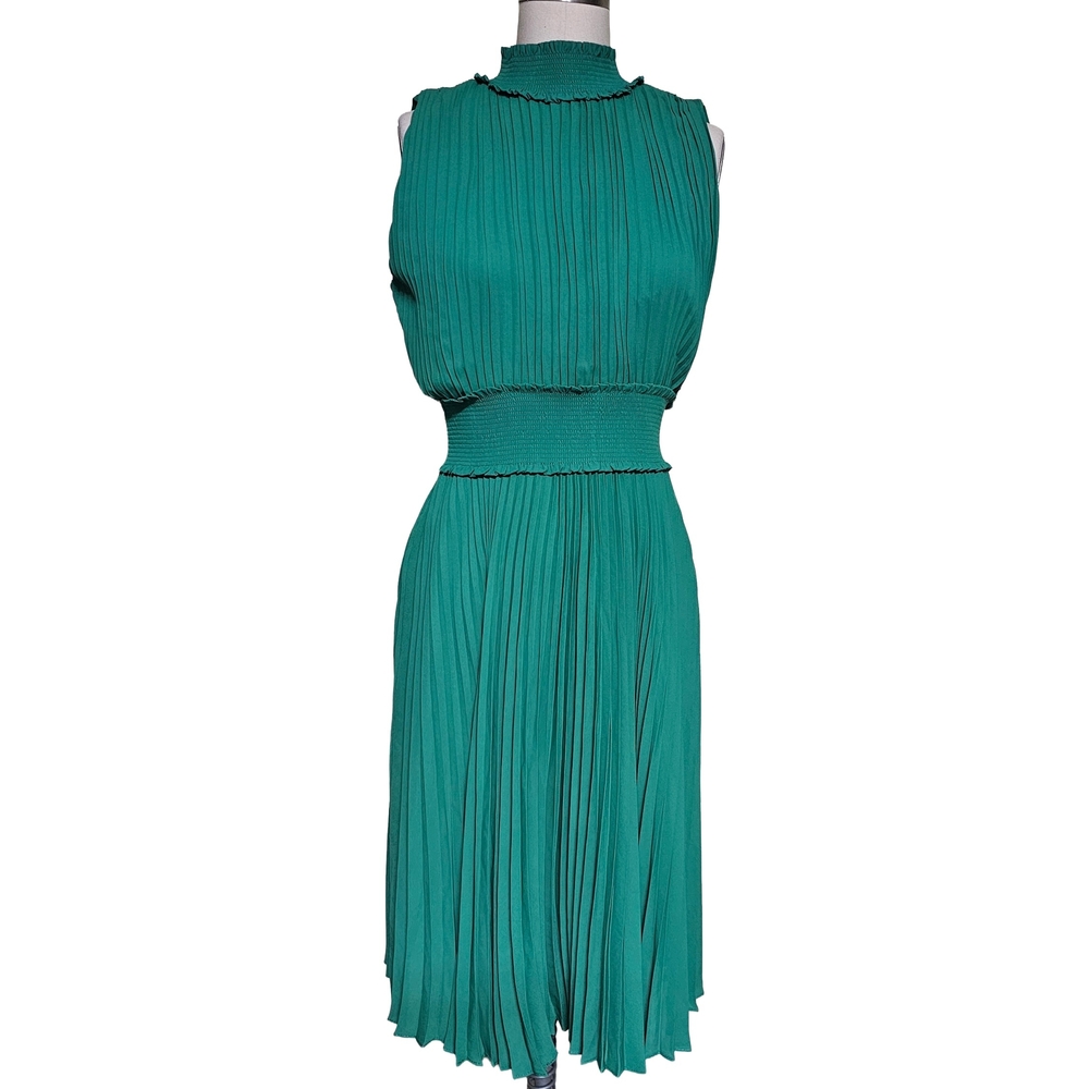 Nanette Lepore Teal Pleated Midi Dress